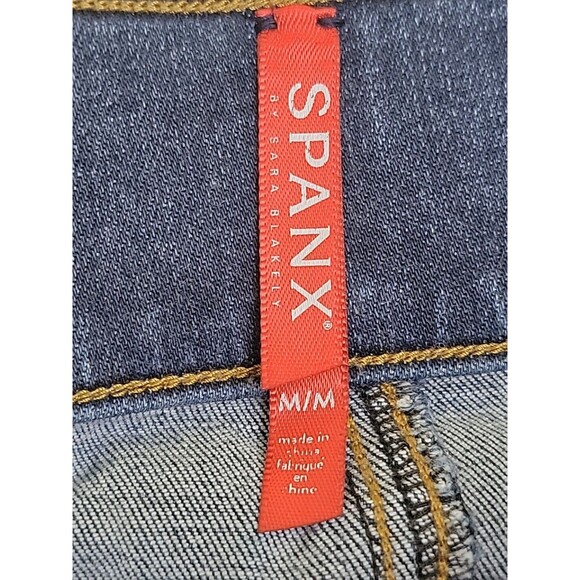 Spanx Jeans Womens Medium 28x27 Skinny High Rise Dark Disttessed Stretch Modern - Picture 11 of 14